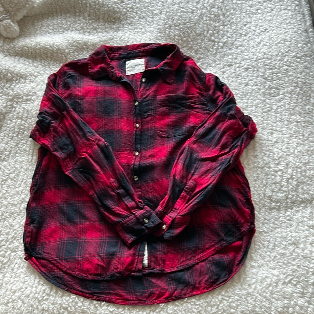 Lucky Brand Clyde Boyfriend plaid button down (M)